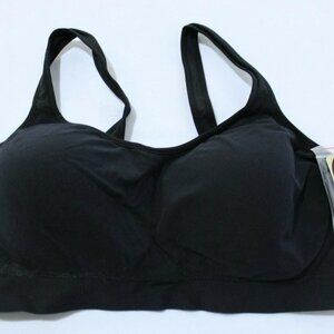 Truekind Women's Daily Comfort Wirefree Shaper Bra Black Large